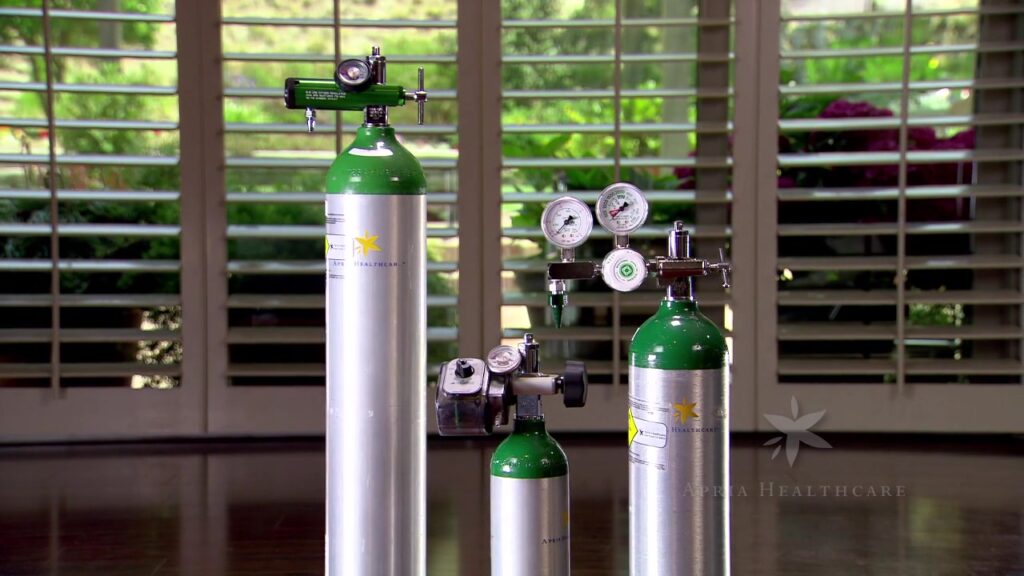 How is a medical oxygen cylinder refilled or replenished?